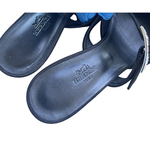 Hermès Black Suede Pointed-Toe Mules With Adjustable Crystal Buckle Strap - Picture 4 of 7